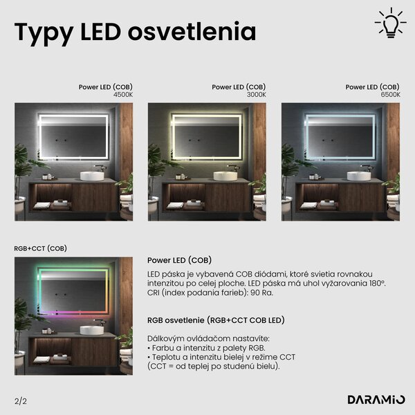 Zrkadlo do kúpeľne s LED osvetlením F2