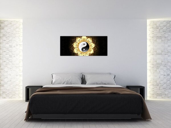 Obraz - Zlatý Yin-Yang (120x50 cm)