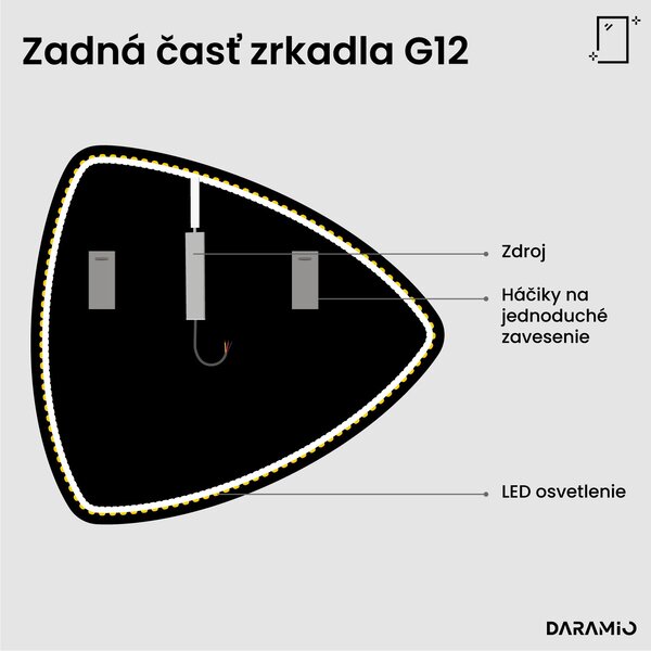 Atypické zrkadlo do kúpeľne s LED osvetlením G12