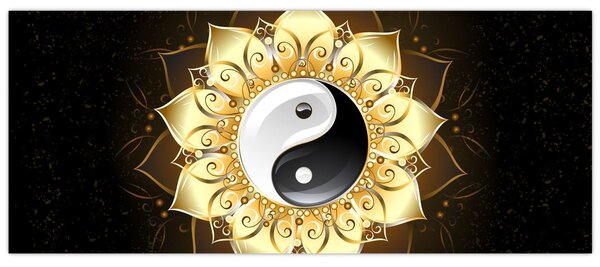 Obraz - Zlatý Yin-Yang (120x50 cm)
