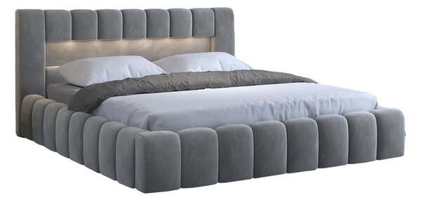 Manželská posteľ 160 cm Luxa (sivá) (s roštom, úl. priestorom a LED). Vlastná spoľahlivá doprava až k Vám domov. 1041567