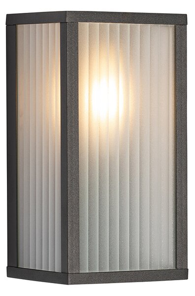 Vonkajšia nástenná lampa čierna s rebrovaným sklom IP44 - Charlois