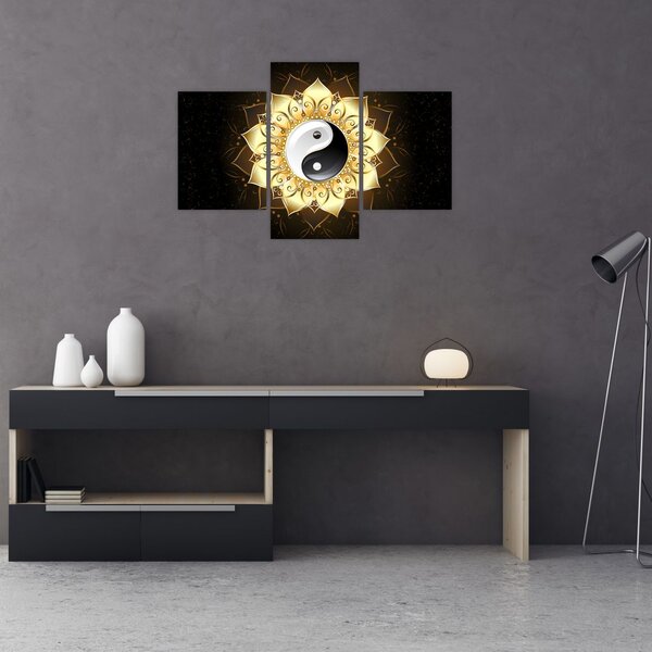 Obraz - Zlatý Yin-Yang (90x60 cm)