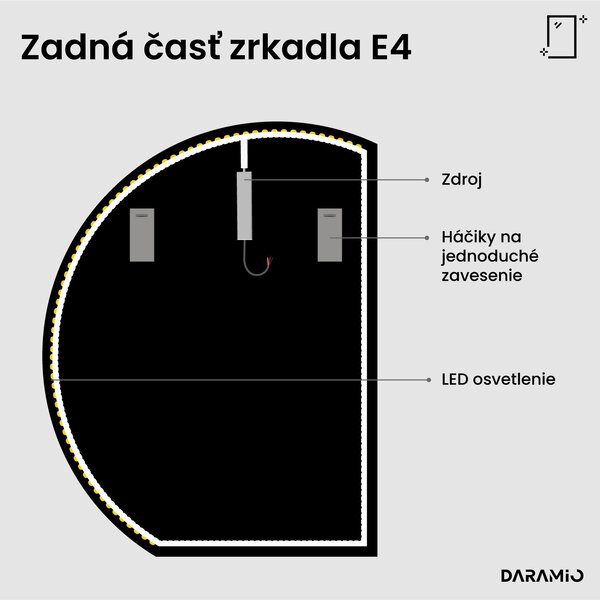 Okrúhle zrkadlo do kúpeľne s LED svetlom E4