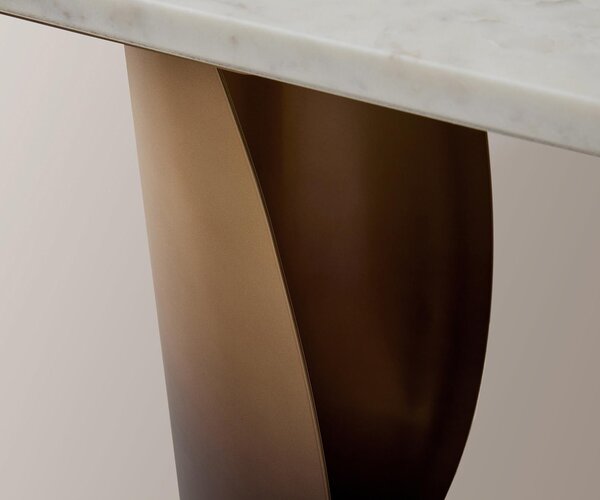 DELIFE Konzolový stolík Solena 135x40 cm mramor biela kov zlatá Fusion Finish