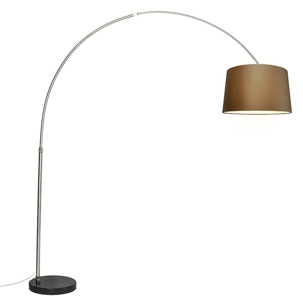 Oblúková lampa oceľová látka tienidlo hnedá 45 cm - XXL