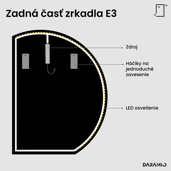 Okrúhle zrkadlo do kúpeľne s LED svetlom E3
