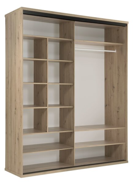 Šatníková skriňa NALANI 180cm, dub artisan + čierna