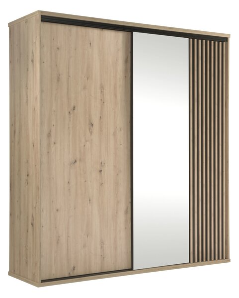 Šatníková skriňa NALANI 200cm, dub artisan + čierna