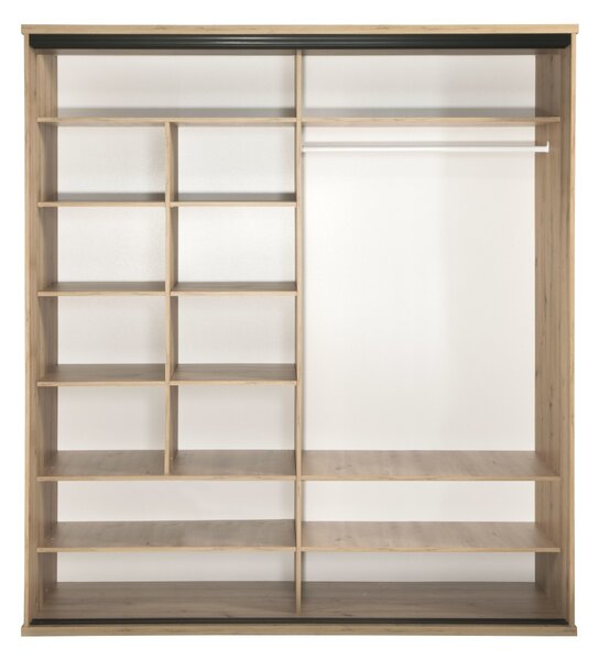 Šatníková skriňa NALANI 200cm, dub artisan + čierna