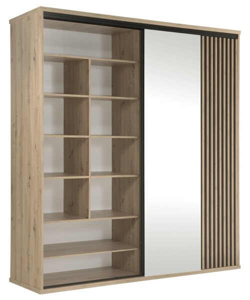 Šatníková skriňa NALANI 200cm, dub artisan + čierna