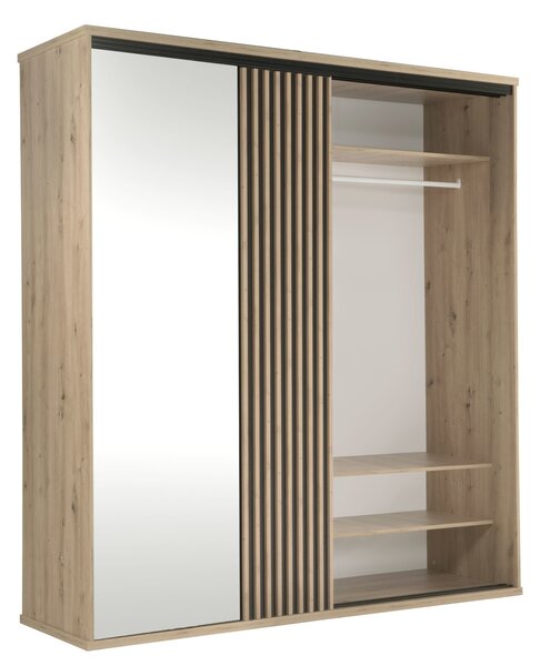 Šatníková skriňa NALANI 200cm, dub artisan + čierna
