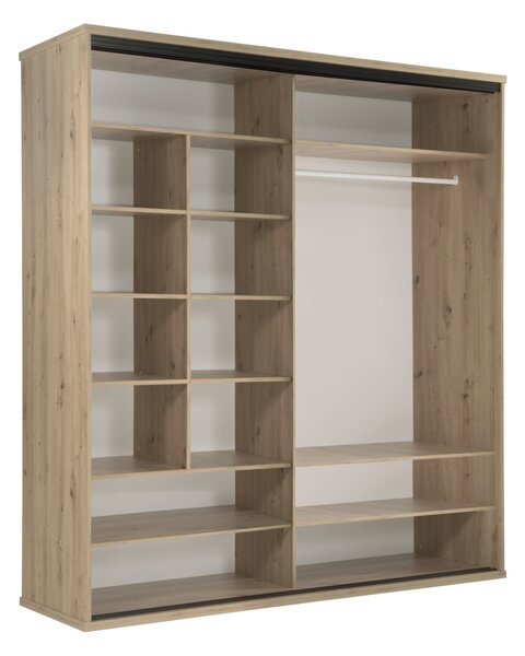 Šatníková skriňa NALANI 200cm, dub artisan + čierna