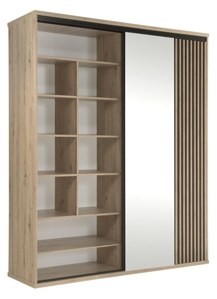 Šatníková skriňa NALANI 180cm, dub artisan + čierna