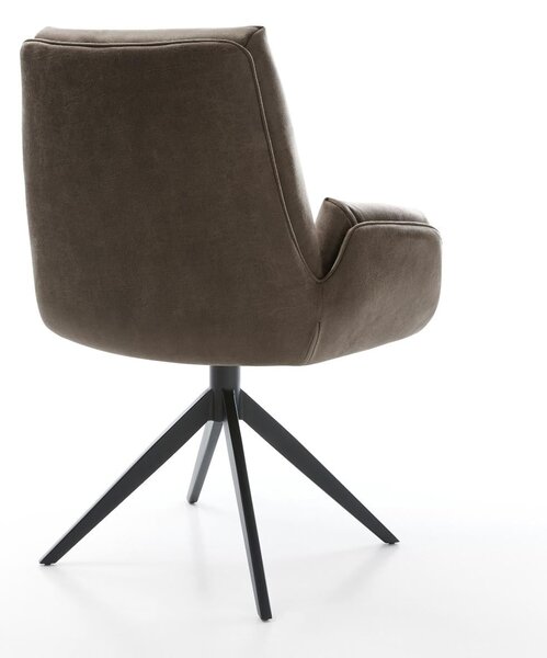 DELIFE Jedálenská stolička Clea-Flex mikrovlákno taupe vintage krížová podstava široká čierna 360° otočná hojdacia funkcia