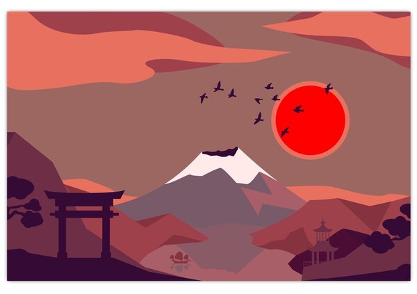 Obraz - Ilustrácie hory Fuji (90x60 cm)
