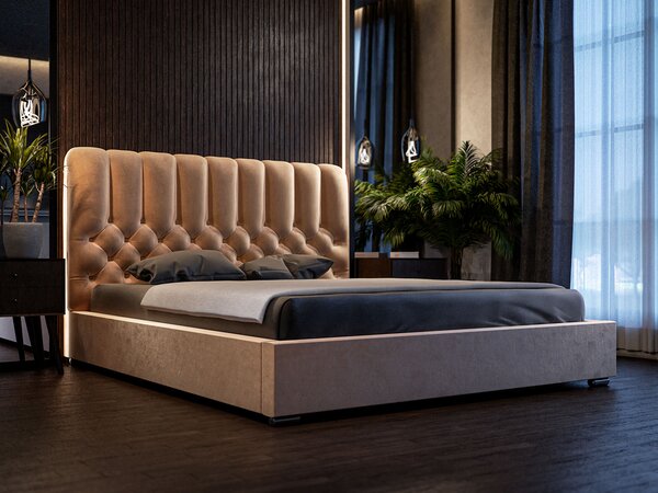 - Luxusná čalúnená posteľ PERLA ROZMER: pre matrac 120 x 200 cm, TYP ROŠTU: DREVENÝ ROŠT