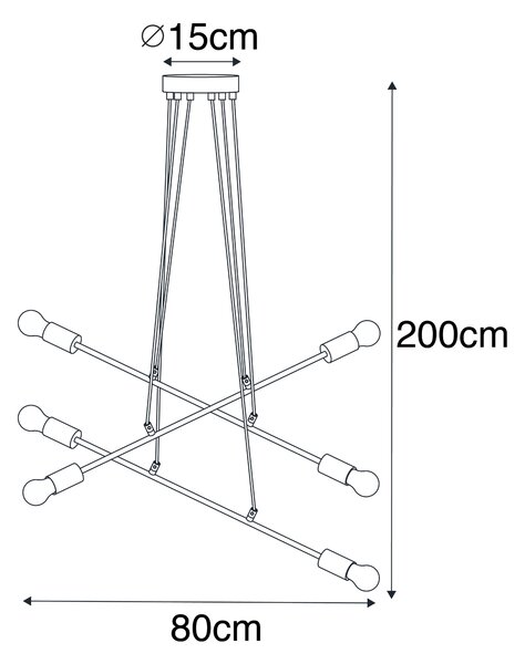 Moderné závesné svietidlo čierne 80 cm 6-svetlo - Sydney