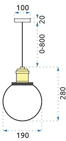 Toolight - Sklenené závesné svietidlo Verto B, APP044-1CP, čierna, OSW-00136