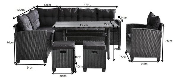 JEDÁLENSKÁ TERASOVÁ SÚPRAVA kov, plast, textil Ambia Garden - Online Only záhrada, Online Only