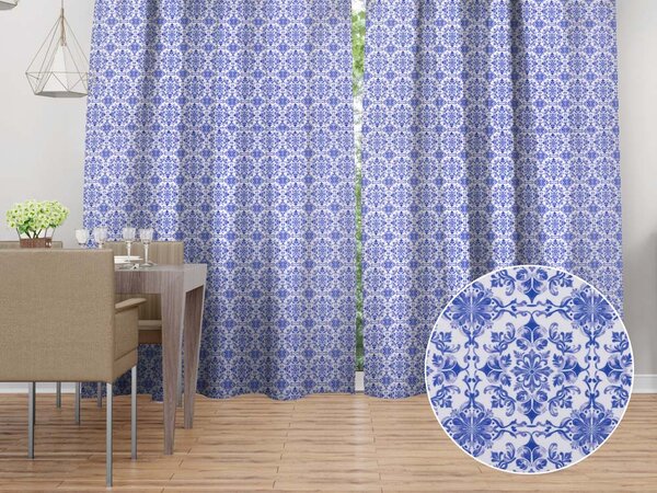 Biante Dekoračný záves TF-118 Modro-biely vzor Maroko 140x140 cm