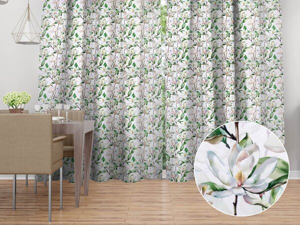 Biante Dekoračný záves TF-117 Kvety magnólie na bielom 140x140 cm