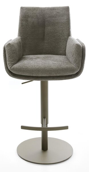 DELIFE Barová stolička Clea-Flex bouclé mäkký tmavobéžová otočná podstava výškovo nastaviteľná kov titánová farba