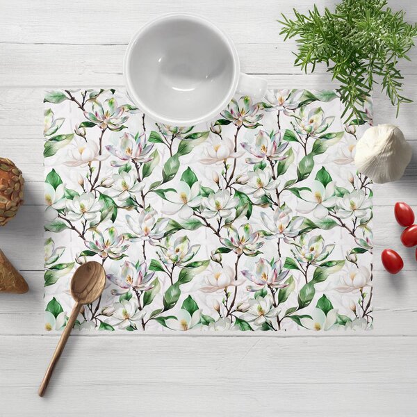 Biante Teflónové prestieranie na stôl TF-117 Kvety magnólie na bielom 30x40 cm