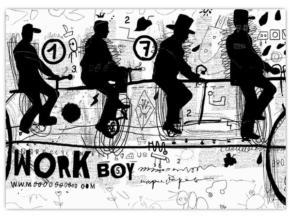 Obraz - Tímová práca, jazda na bicykli (70x50 cm)