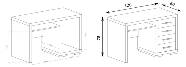 Písací stôl MEISON so zásuvkami 120 cm
