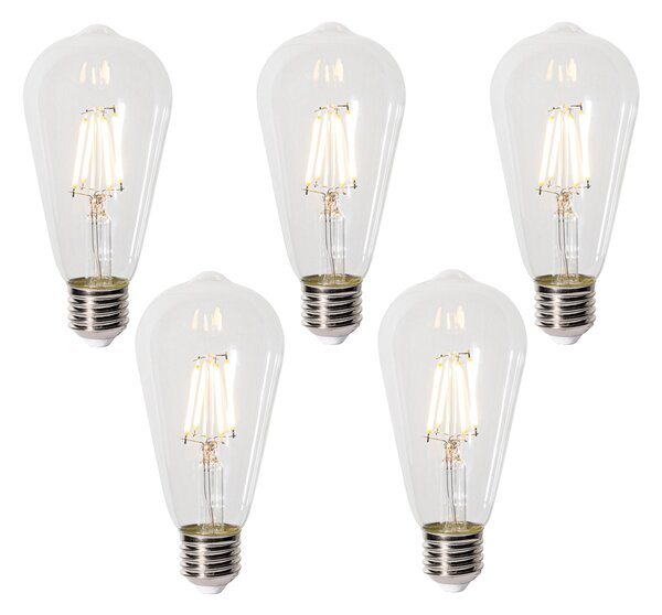 Sada 5 stmievateľných LED žiaroviek E27 ST64 číra 5W 600 lm 2700K