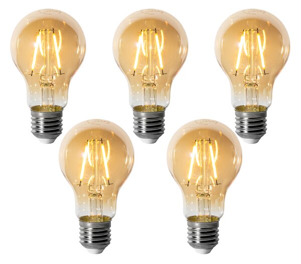 Sada 5 stmievateľných LED žiaroviek E27 A60 zlatá 3W 310 lm 2200K