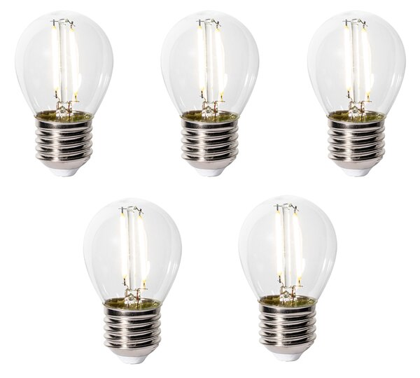 Sada 5 stmievateľných LED žiaroviek E27 P45 z číreho skla 3W 250 lm 3000K