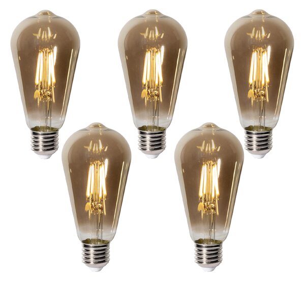 Sada 5 stmievateľných LED žiaroviek E27 ST64 dymové sklo 5W 450 lm 2700K