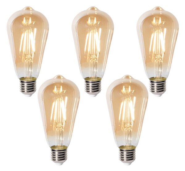 Sada 5 stmievateľných LED žiaroviek E27 ST64 zlatá 5W 450 lm 2700K