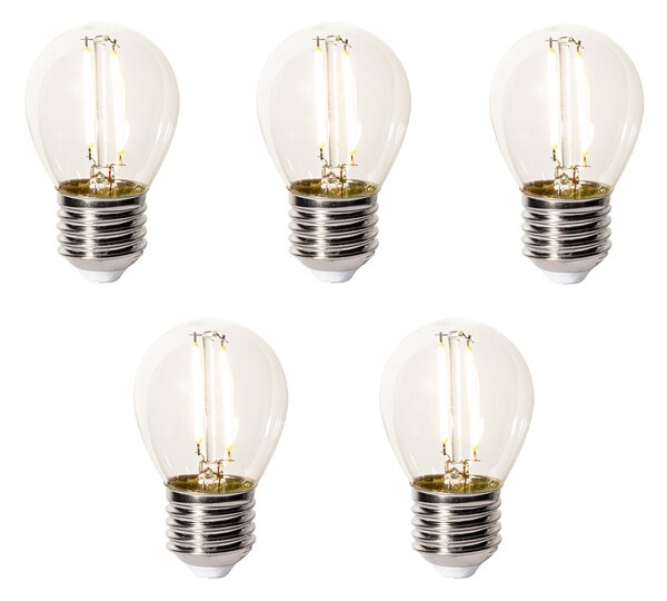 Sada 5 stmievateľných LED žiaroviek E27 P45 z číreho skla 3W 250 lm 2200K