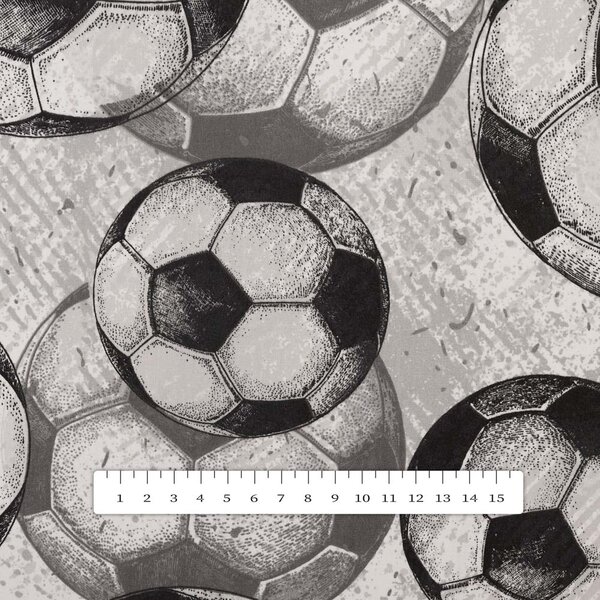 Biante Detská bavlnená obliečka na vankúš s lemom Sandra SA-776 Čierno-sivé futbalové lopty 30 x 50 cm