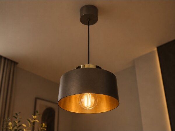 Luster na lanku IGNIA 1xE27/60W/230V hnedá/zlatá