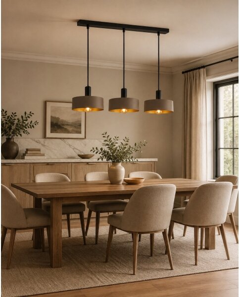 Závesný luster na lankách HAKI 3xE27/60W/230V hnedý/čierny