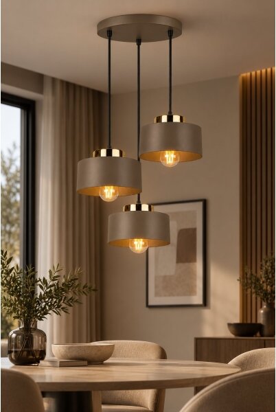 Luster na lankách IGNIA 3xE27/60W/230V hnedá/zlatá