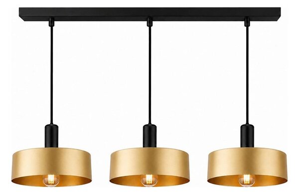 Závesný luster na lanku HAKI 3xE27/60W/230V zlatý/čierny