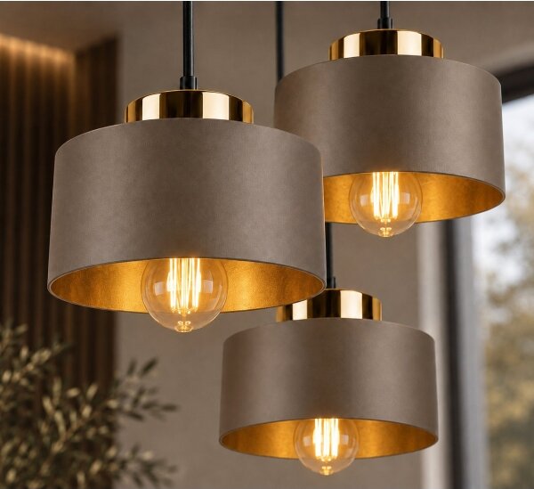 Luster na lankách IGNIA 3xE27/60W/230V hnedá/zlatá