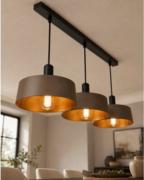 Závesný luster na lankách HAKI 3xE27/60W/230V hnedý/čierny