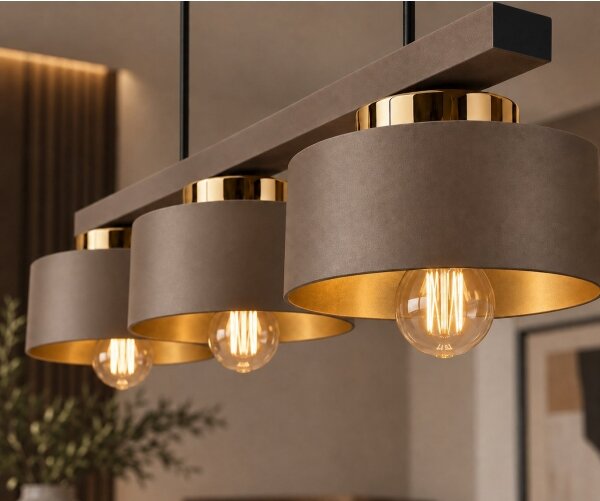 Luster na lanku IGNIA 3xE27/60W/230V hnedá/zlatá