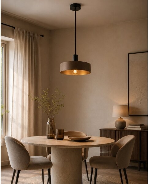 Luster na lanku HAKI 1xE27/60W/230V hnedá/čierna