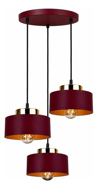 Luster na lanku IGNIA 3xE27/60W/230V vínová/zlatá