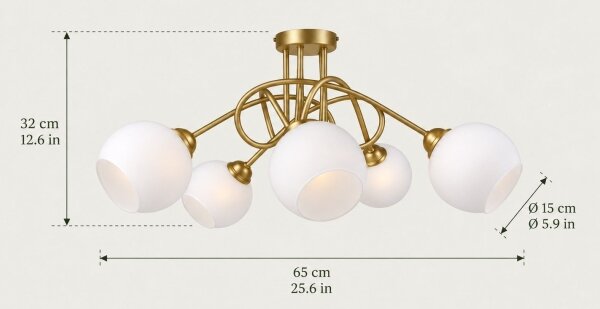 Prisadený luster BAROC 5xE14/40W/230V zlatý