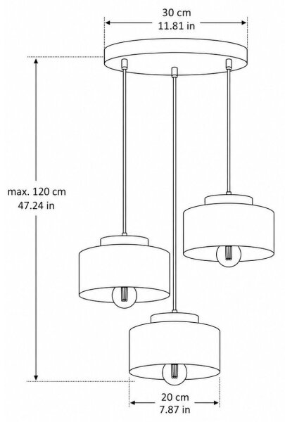 Luster na lanku IGNIA 3xE27/60W/230V vínová/zlatá