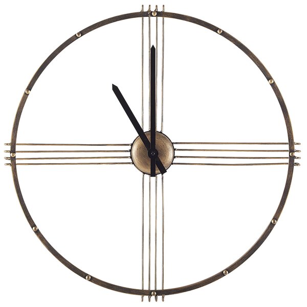 Nástenné hodiny zlatá čierna železo ø 64 cm okrúhly tvar bez číslic moderný minimalistický štýl obývačka