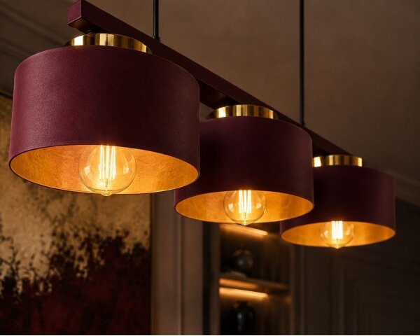 Luster na lanku IGNIA 3xE27/60W/230V vínová/zlatá